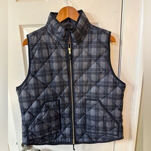 J. Crew Excursion Vest Black Gray Plaid XL